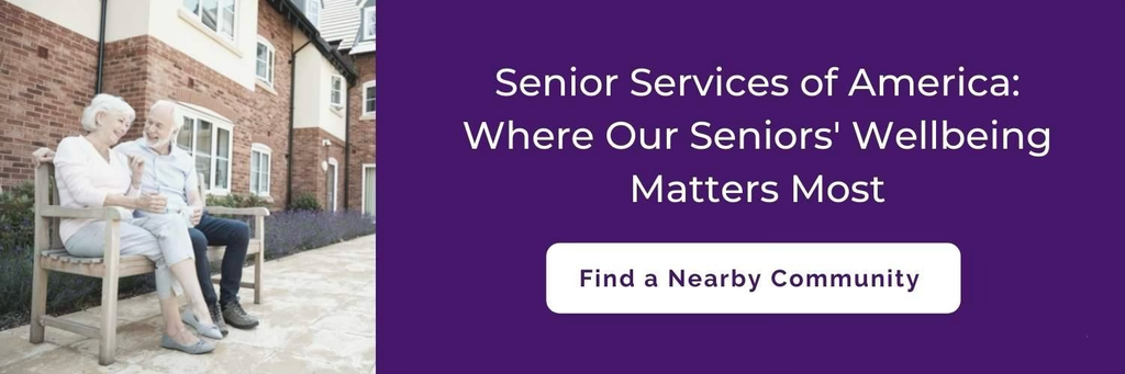 Senior serivces of America banner in purple